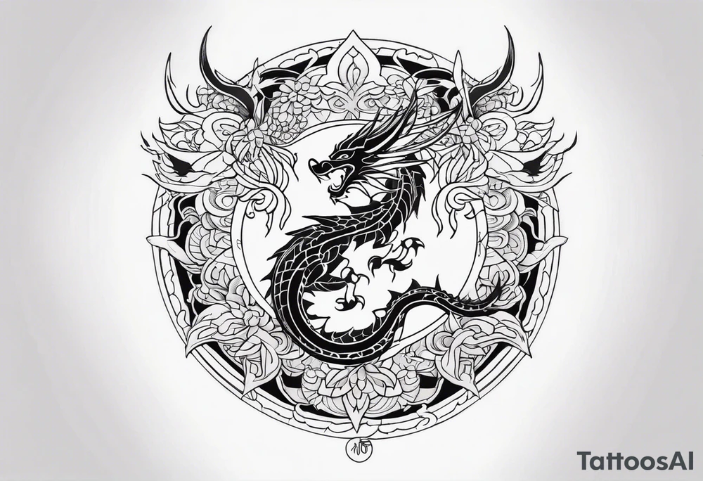 Dragon around Mandala tattoo idea