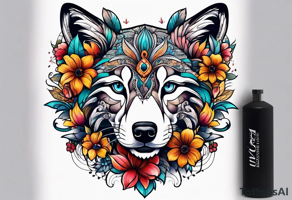animal , flower tattoo idea