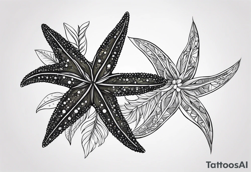 Starfish olive branch tattoo idea