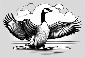 canadian goose shaking wings in profile tattoo idea