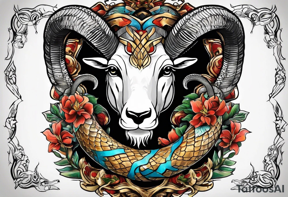 On the goat's head is a snake tattoo idea