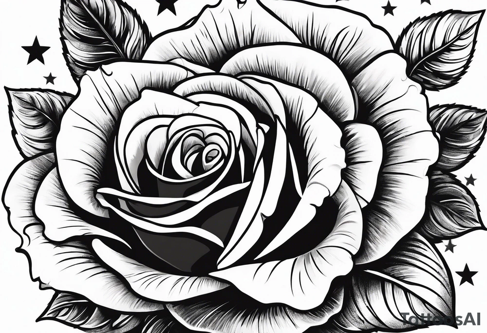Roses with stars and a quote tattoo idea