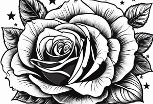 Roses with stars and a quote tattoo idea