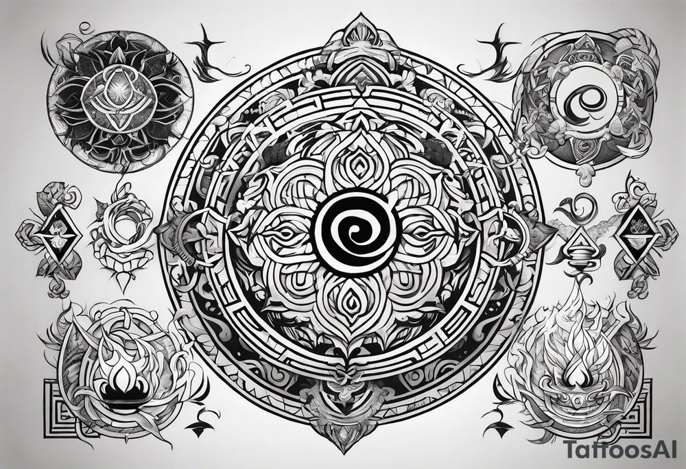 avatar the last airbender elemental symbols tattoo idea
