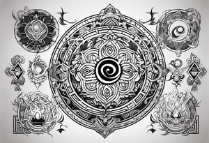 avatar the last airbender elemental symbols tattoo idea