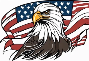 eagle flying holding American flag with beak tattoo idea