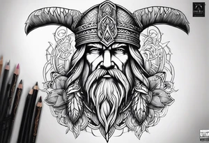 odin face nordic compas tattoo idea