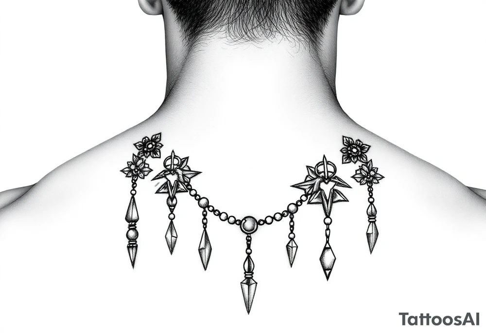 Gothic jewelry draping tattoo idea