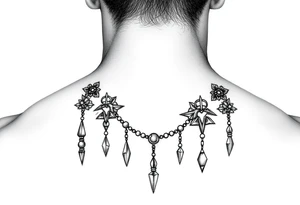 Gothic jewelry draping tattoo idea
