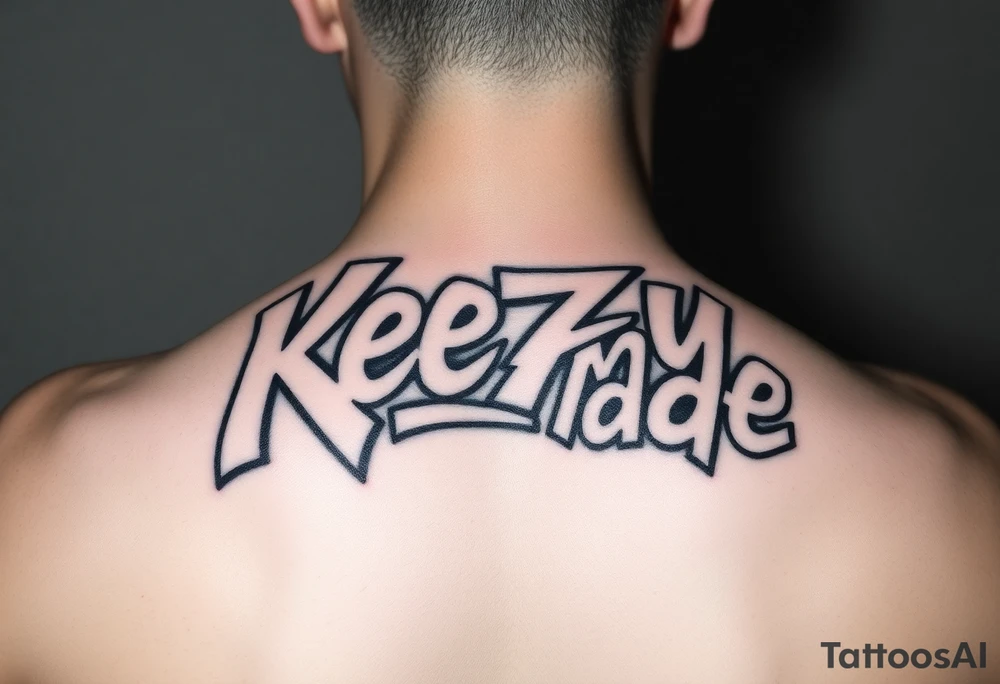 Graffiti spray paint style bubble lettering (KeezY MadE) tattoo idea
