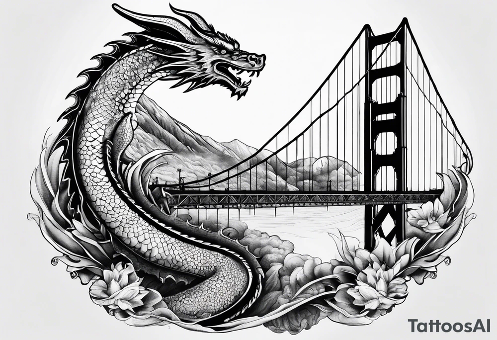 Golden Gate Bridge with a dragon tattoo idea