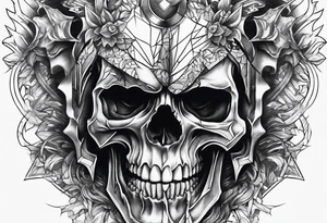 fragmented screaming skull tattoo idea
