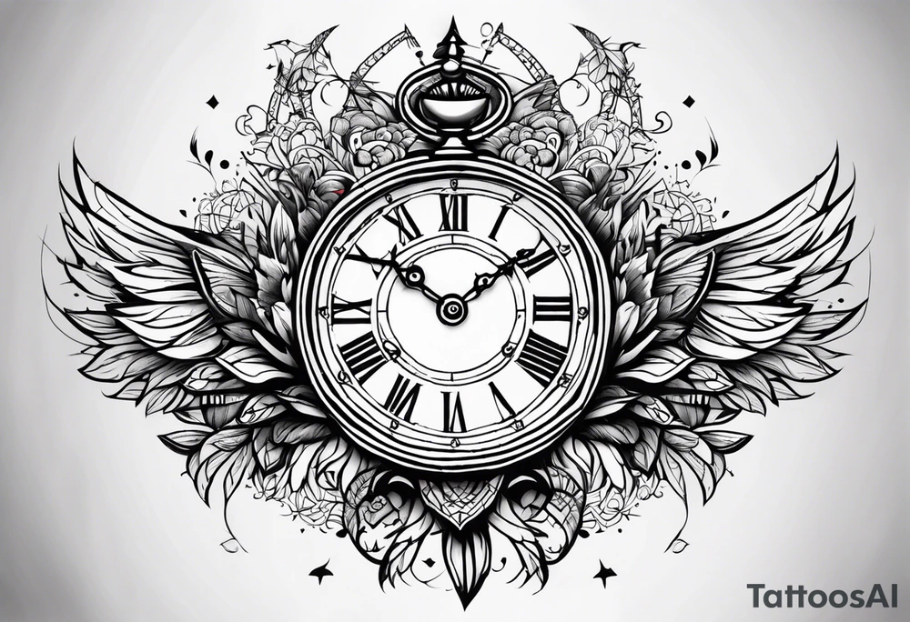 Lyon et horloge réglé à 10h28. tattoo idea