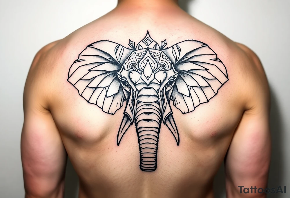 powerful majestic elephant head mandala upturned trunk tattoo idea