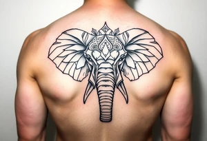 powerful majestic elephant head mandala upturned trunk tattoo idea