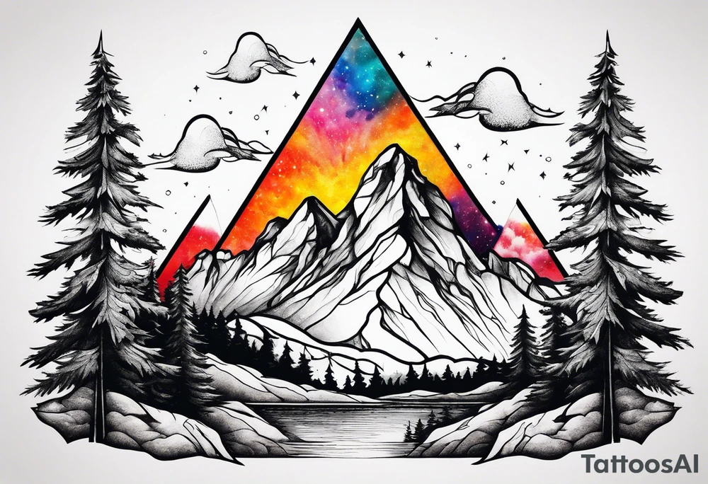 triangle shape trees mountain tattoo idea
