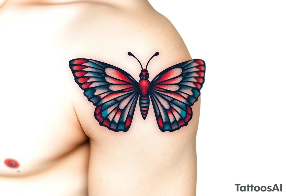 A Butterfly with Egyptian Hieroglyph Wings
 (only red , blue and black are possible colors) tattoo idea