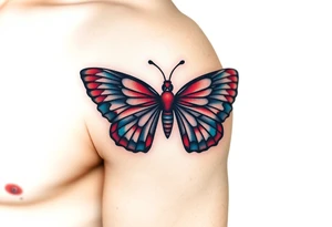 A Butterfly with Egyptian Hieroglyph Wings
 (only red , blue and black are possible colors) tattoo idea