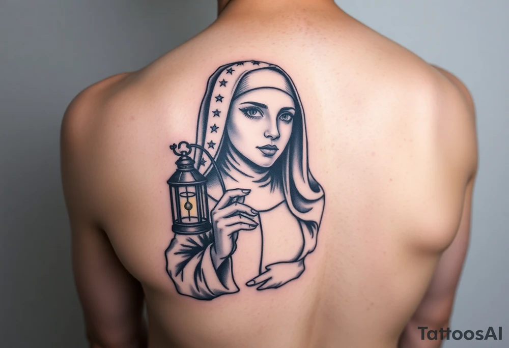 nun with lantern tattoo idea