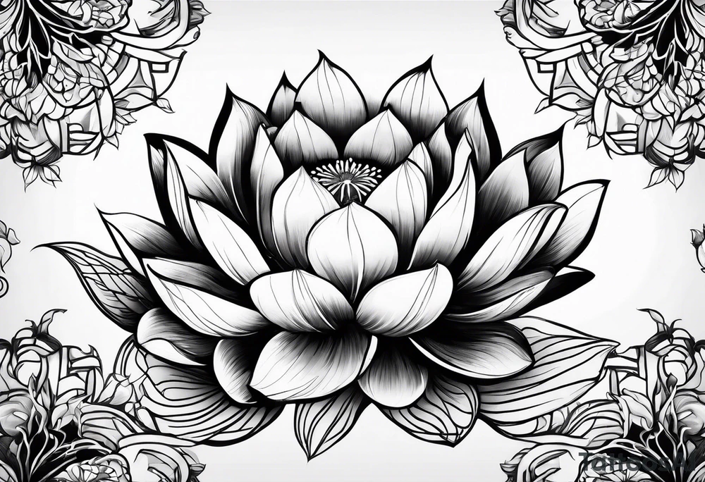 lotus flower  masculine design tattoo idea
