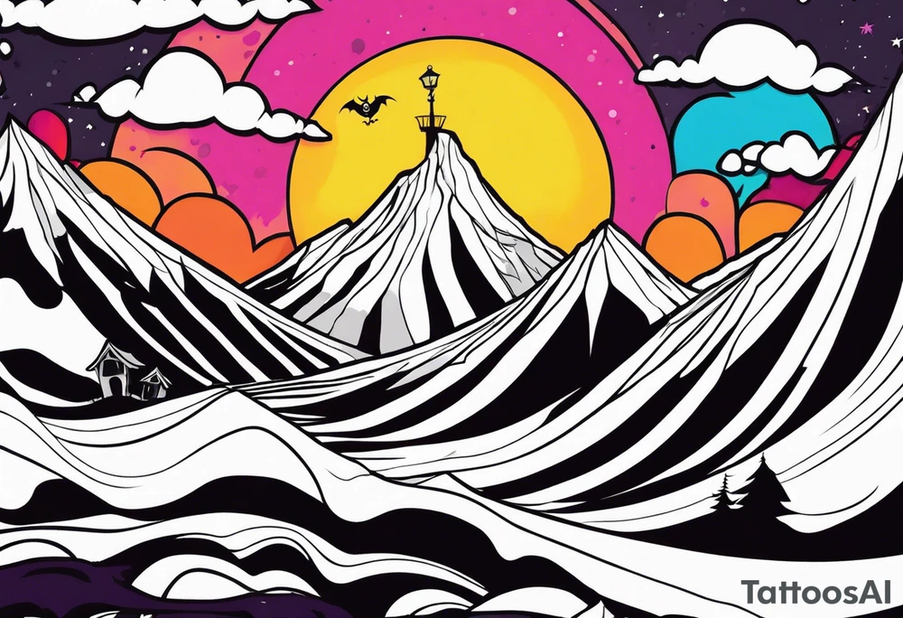 jack skellington on the curved montain tattoo idea