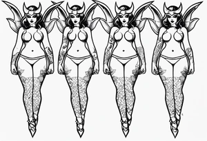 demon pinup full body tattoo idea