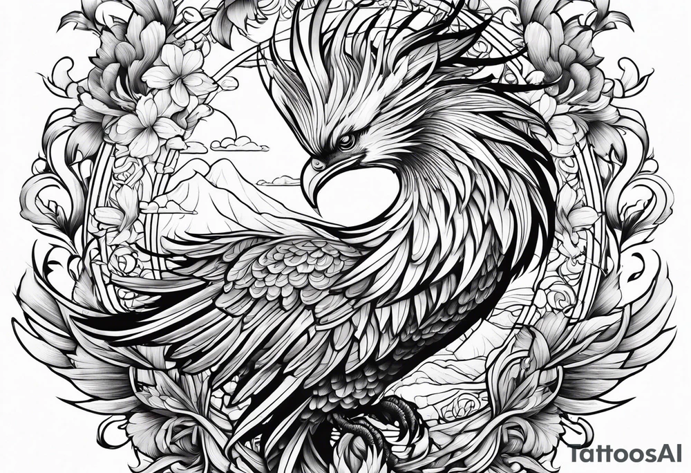 Japanese phoenix tattoo idea