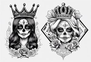 santa la muerta with money and crown
on the card tattoo idea