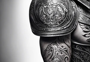 Armor for upper arm and chest tattoo idea