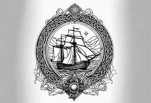 Celtic nautical scene, forearm, half sleeve, anchor, compass tattoo idea