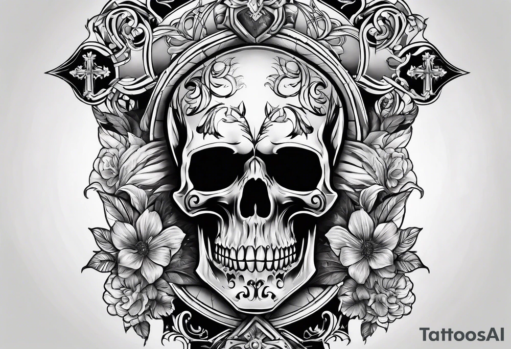 Cross with a skull tattoo idea