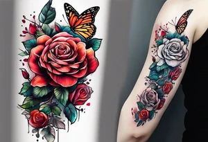 Rose and butterfly spine tattoo tattoo idea