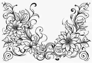 vertical and tall flower vine with shapes tattoo idea