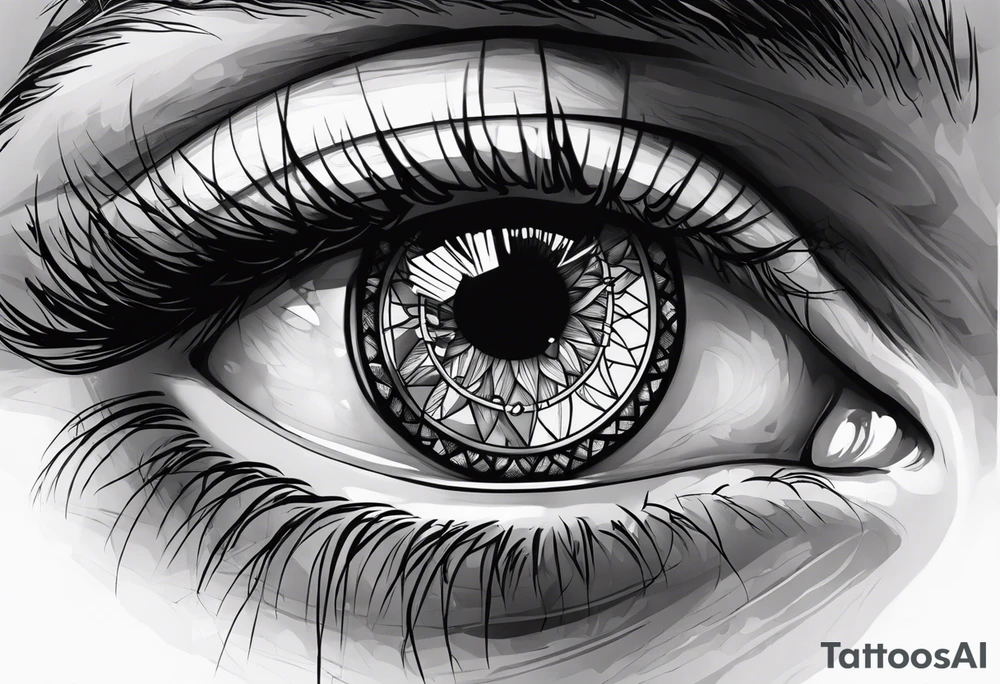 eye with reflection of cosmos tattoo idea