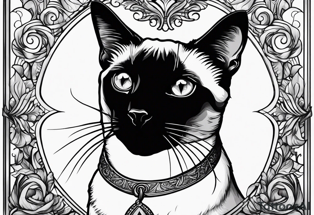 Siamese cat looking at a dog tattoo idea