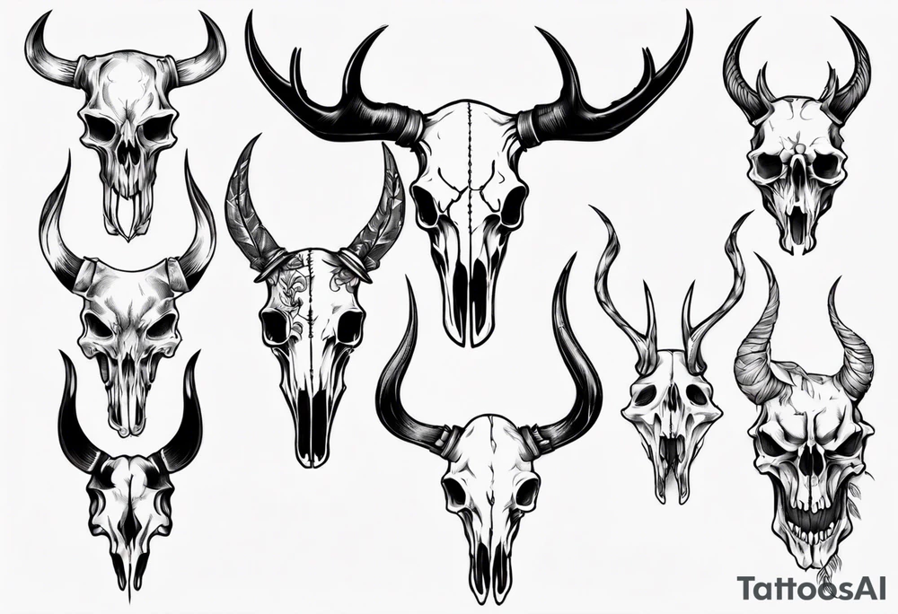 animal skulls tattoo idea