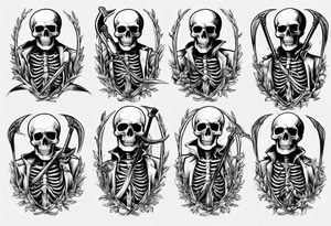 Skeleton with scythe death tattoo idea