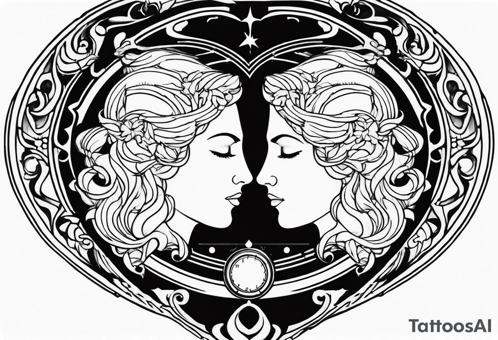 Aquarius, Janus, timeless clock tattoo idea