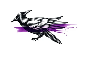 A crow tattoo that incorporates a strip/band of purple somewhere in the design to represent dealing with domestic abuse. Be creative. tattoo idea