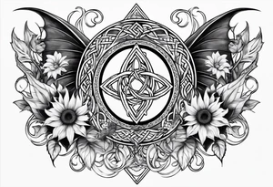 Sunflower dragon triquetra seven tattoo idea