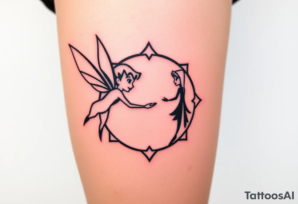 Walt Disney   tinker bell and winer tinker bell  in the form of a ying yang sign add Peter  Pan and   Wendy Darling tattoo idea