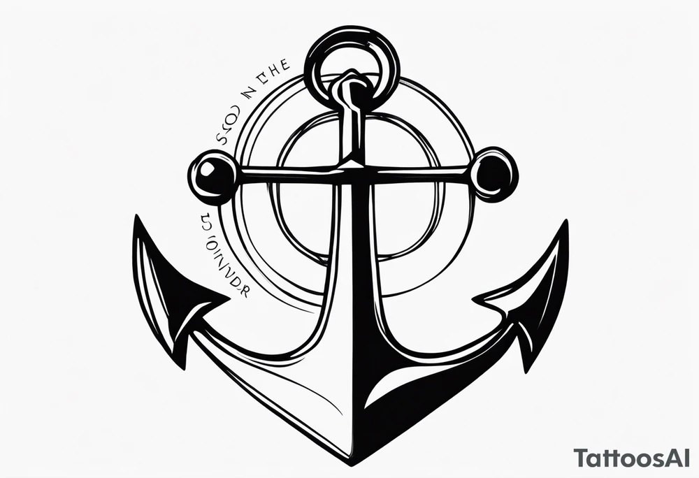 Anchor with the word sonder in the stem of the anchor tattoo idea