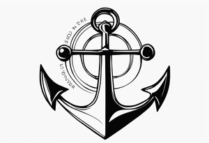 Anchor with the word sonder in the stem of the anchor tattoo idea