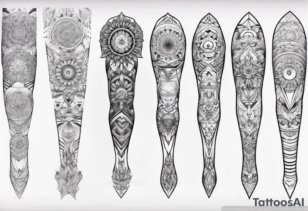 mandala full leg sleeve tattoo idea