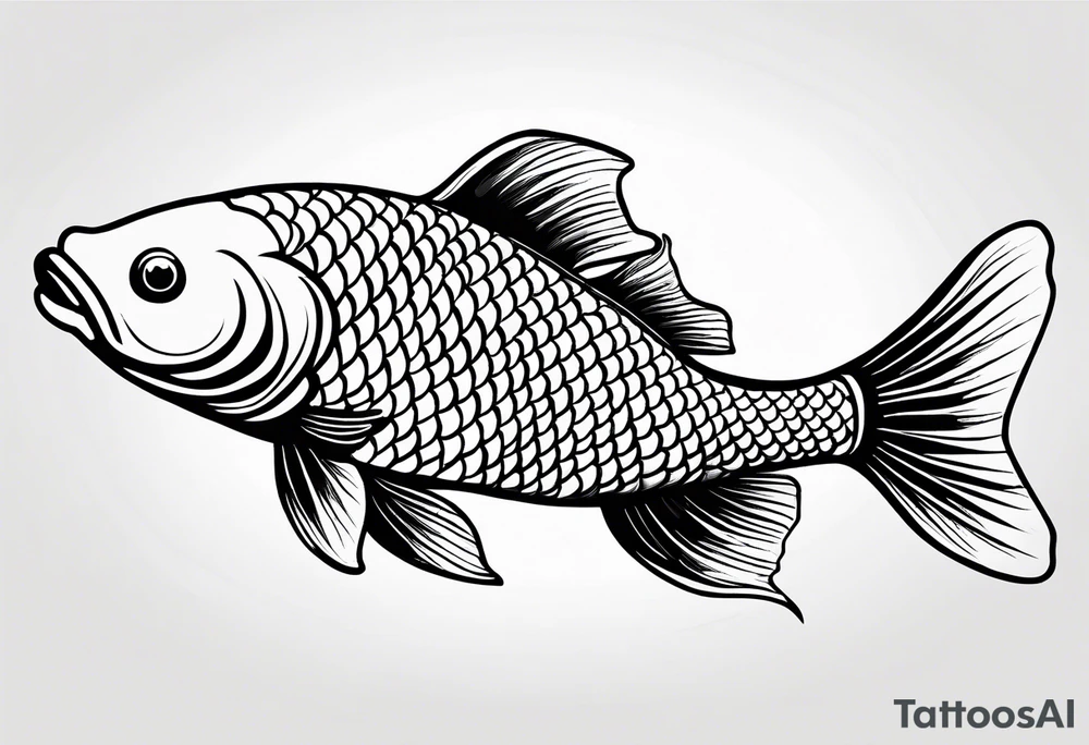 koi fish in pond on white background, black and white, intricate Polynesian tattoo, for laser engraving tattoo idea