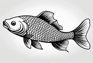 koi fish in pond on white background, black and white, intricate Polynesian tattoo, for laser engraving tattoo idea