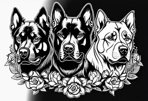 3 headed rottweiler tattoo idea