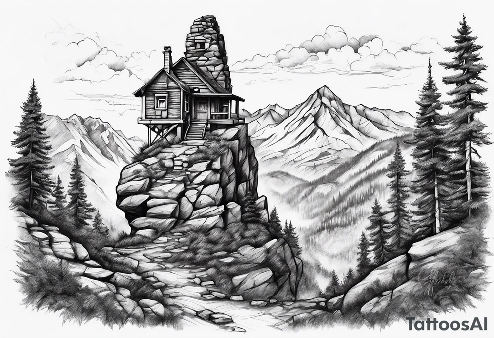 Hiking Rock tower tattoo idea
