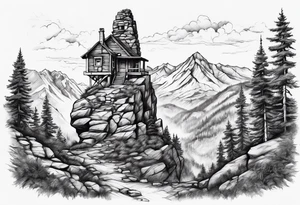 Hiking Rock tower tattoo idea
