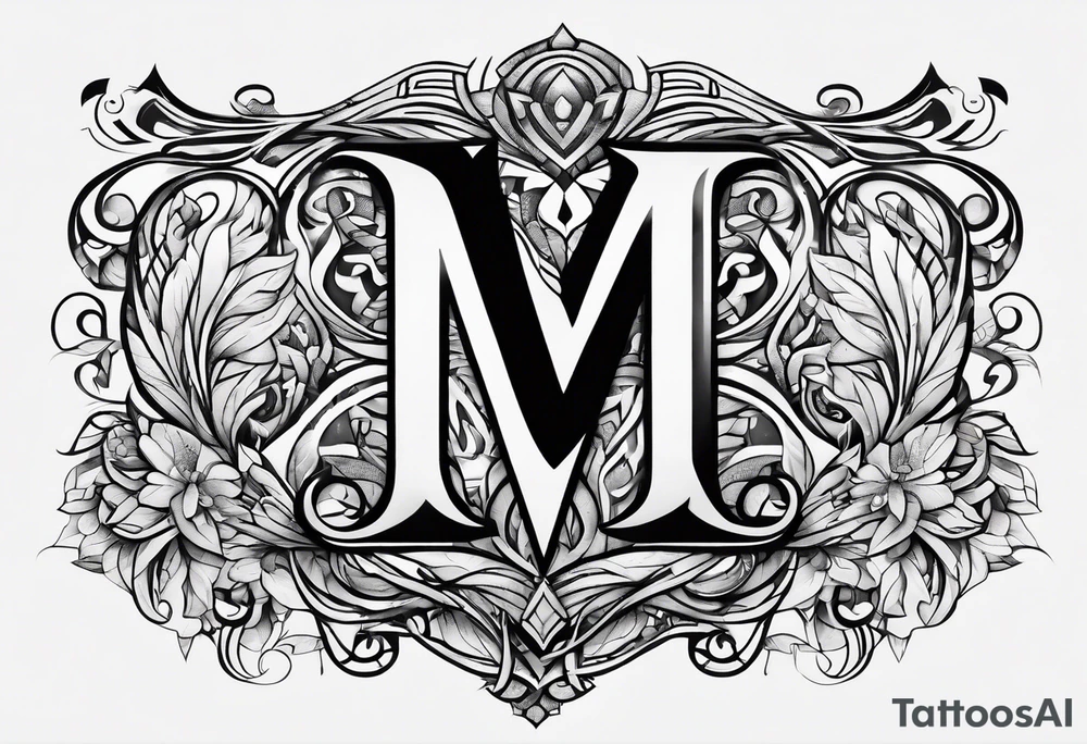 the letter M with the letter G hidden tattoo idea